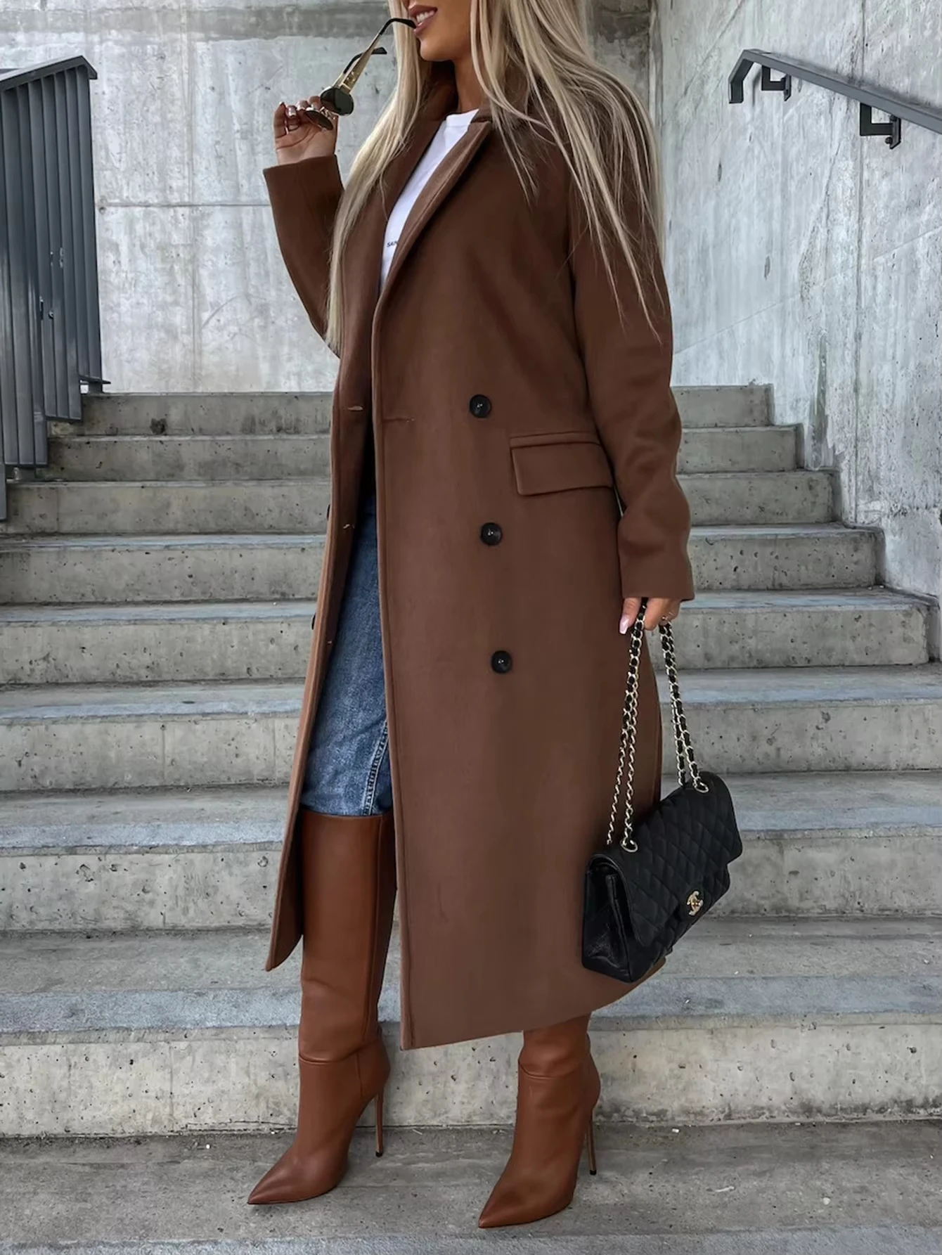 

Women's coat - Fall/Winter stylish collar windbreaker coat with an atmosphere feel