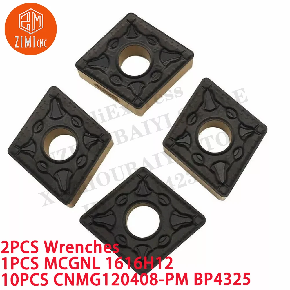 1 قطعة MCGNL 1616H12 16 مم كربيد مخرطة حامل أداة تحويل + 10 قطع CNMG120408-PM إدخالات كربيد أداة قطع ميكانيكية معدنية CNC