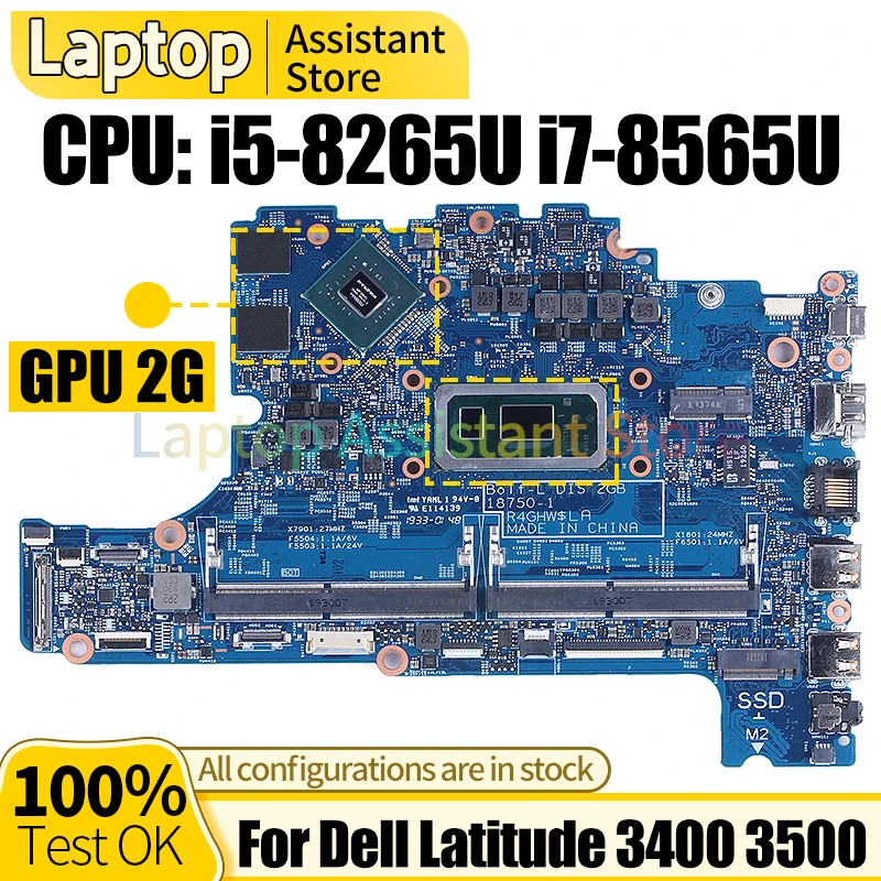 

18750-1 For DELL Latitude 3400 3500 Laptop Mainboard 0KVN26 04MCDM i5-8265U i7-8565U Notebook Motherboard