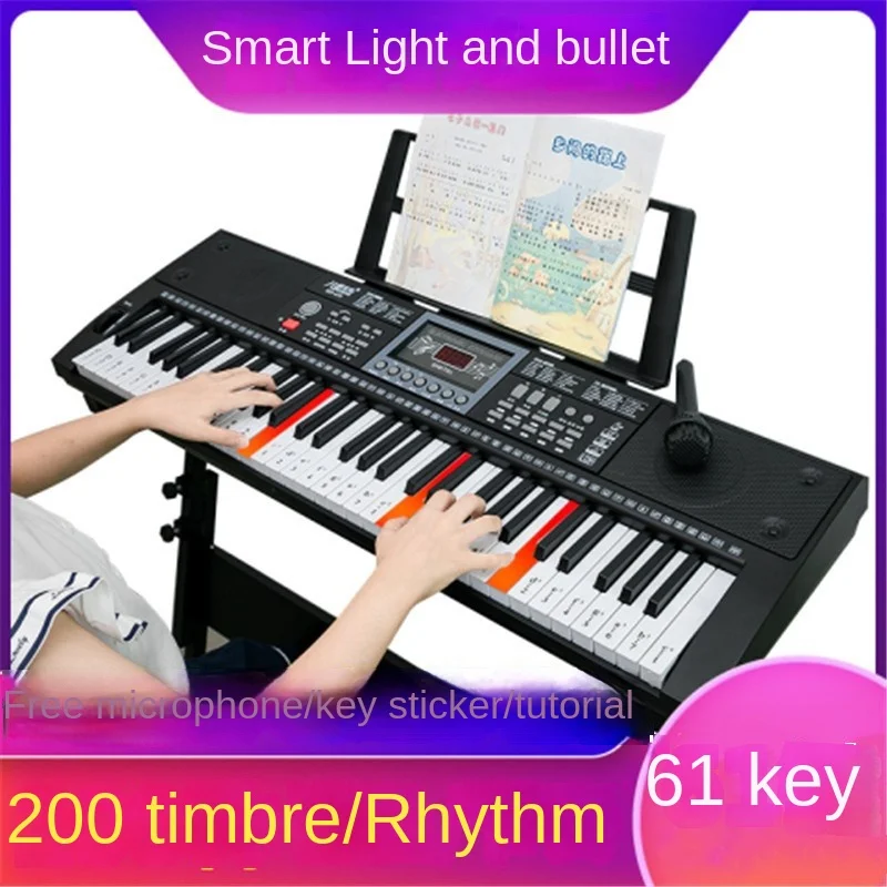 Lights Up 61 Key Childrens Electronic Organ Early Education Multifunctional Imitation Piano Teclado Piano Music Keyboard AA50EO