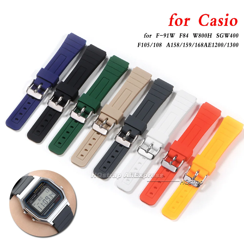 

For Casio Silicone Watch Strap Universal Bracelet for Casio W800H SGW400 F91W F84 F105/108/A158/168 AE1200 Waterproof Wristband