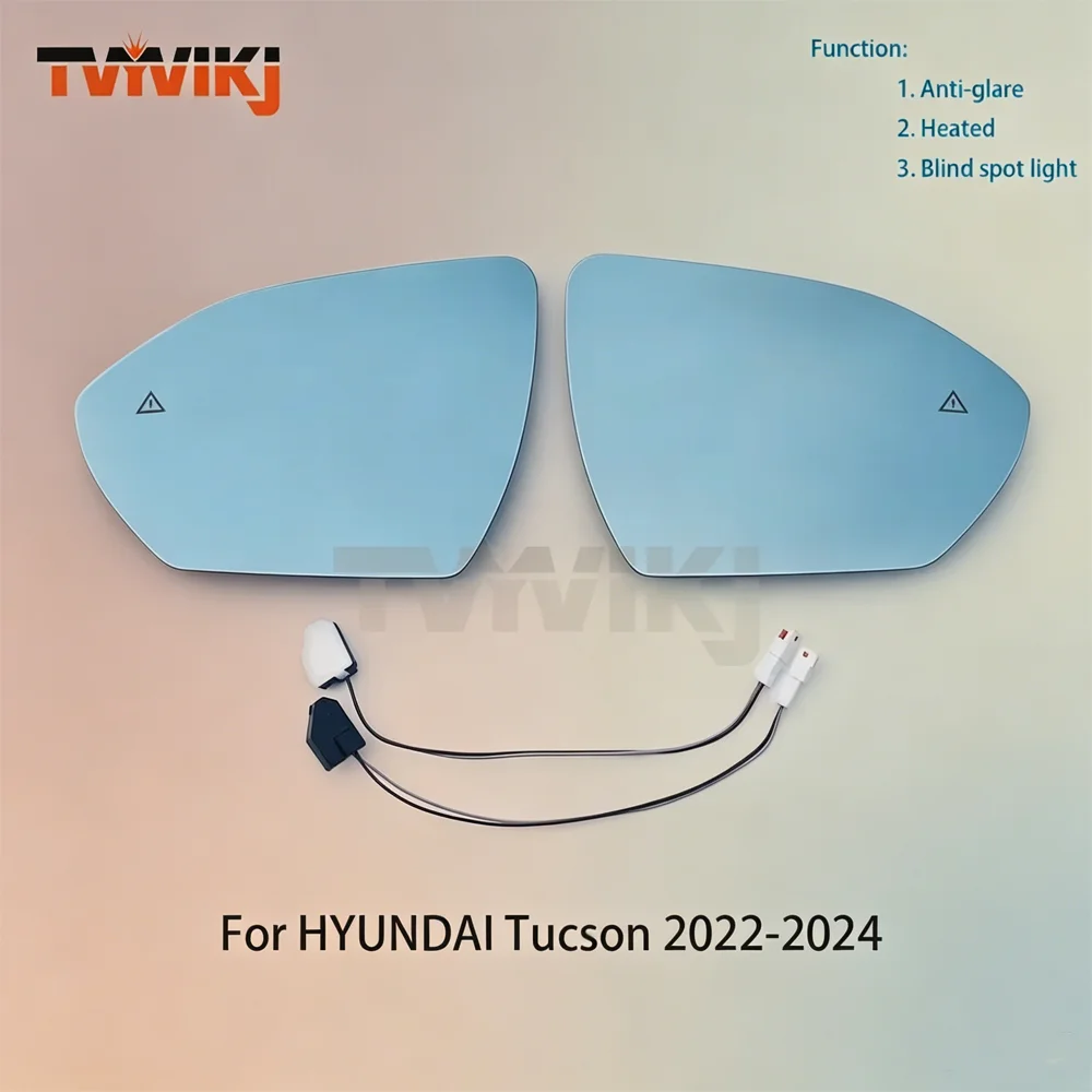 

TVYVIKJ 1 pair Side Rearview Mirror Blue Glass Lens Blind spot light For HYUNDAI Tucson 2022-2024 Anti glare heated car mirror