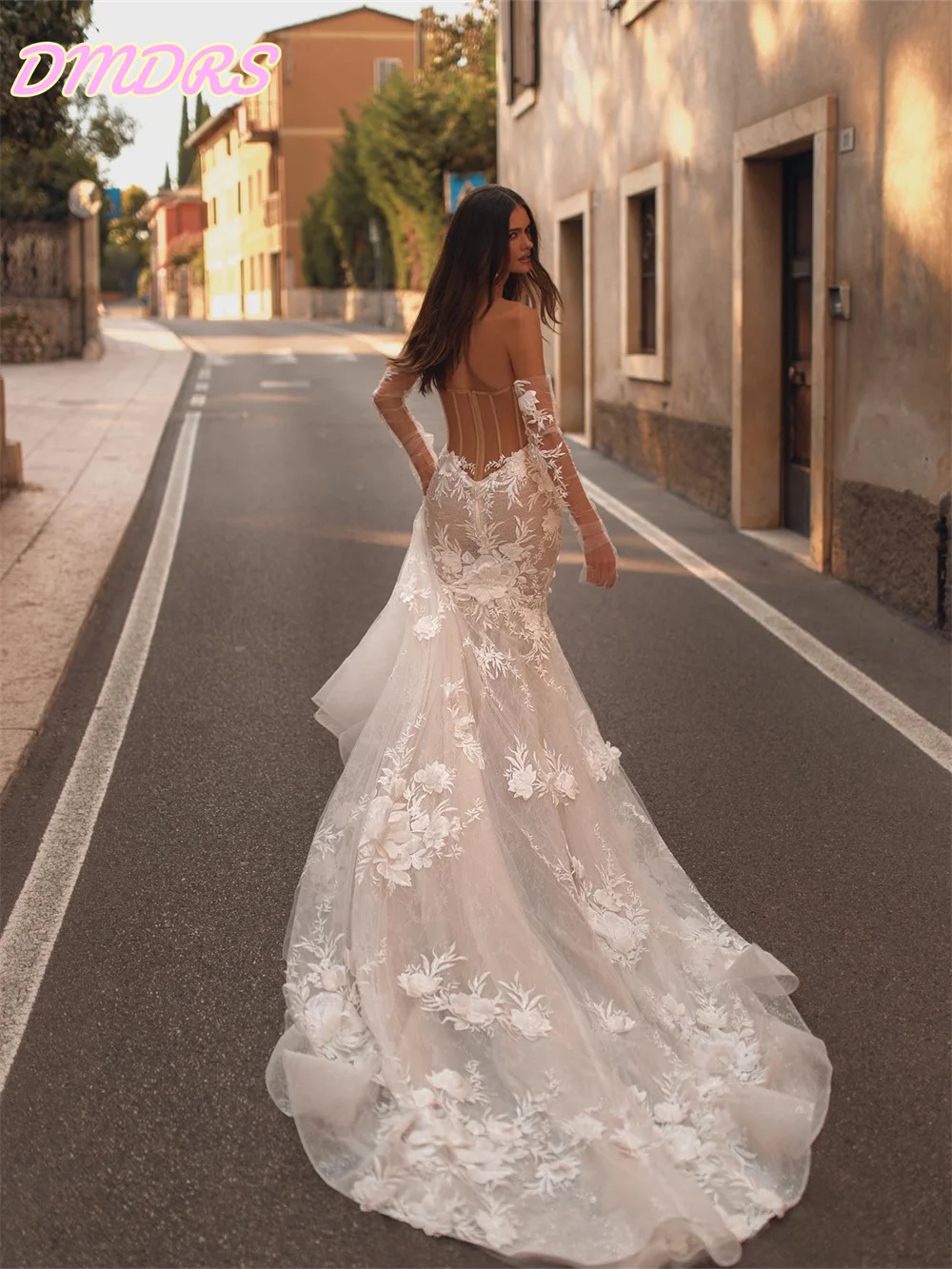 Robe de mariée sexy en dentelle, dos nu, élégante, longueur au sol, charmante, trompent, pour les patients, 2025