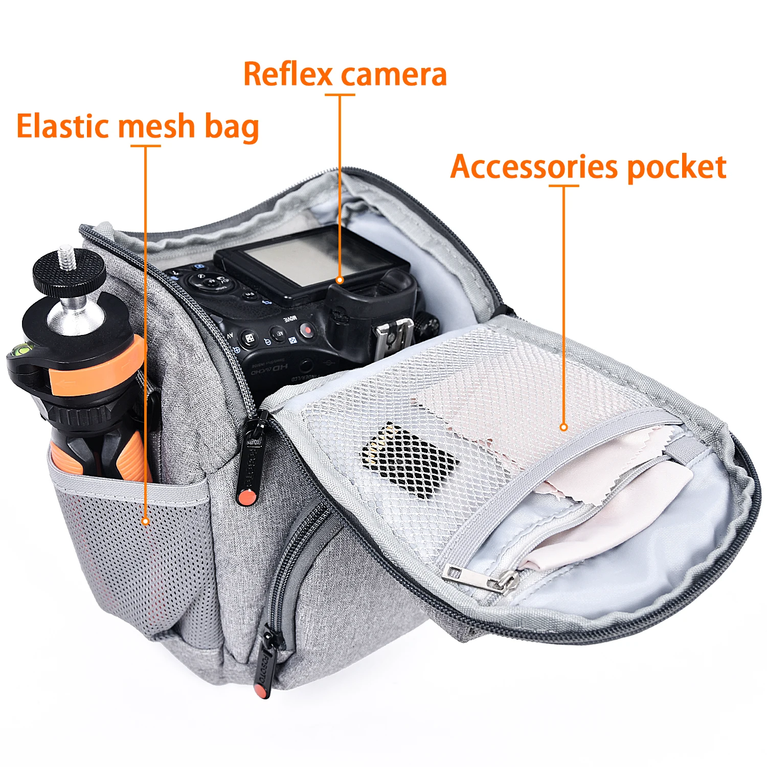 FOSOTO New Compact DSLR Camera Bag Shoulder Crossbody Case Compatible for Canon Nikon Pentax Olympus with Waterproof Rain Cover