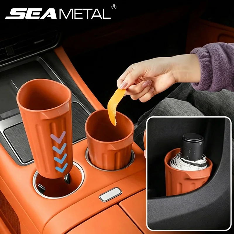 Suporte de Copo para Carro SEAMETAL, Lixeira e Bolsa de Armazenamento Universal, Organizador de Bebidas, Lixeira de Silicone Impermeável com Bolso de Armazenamento