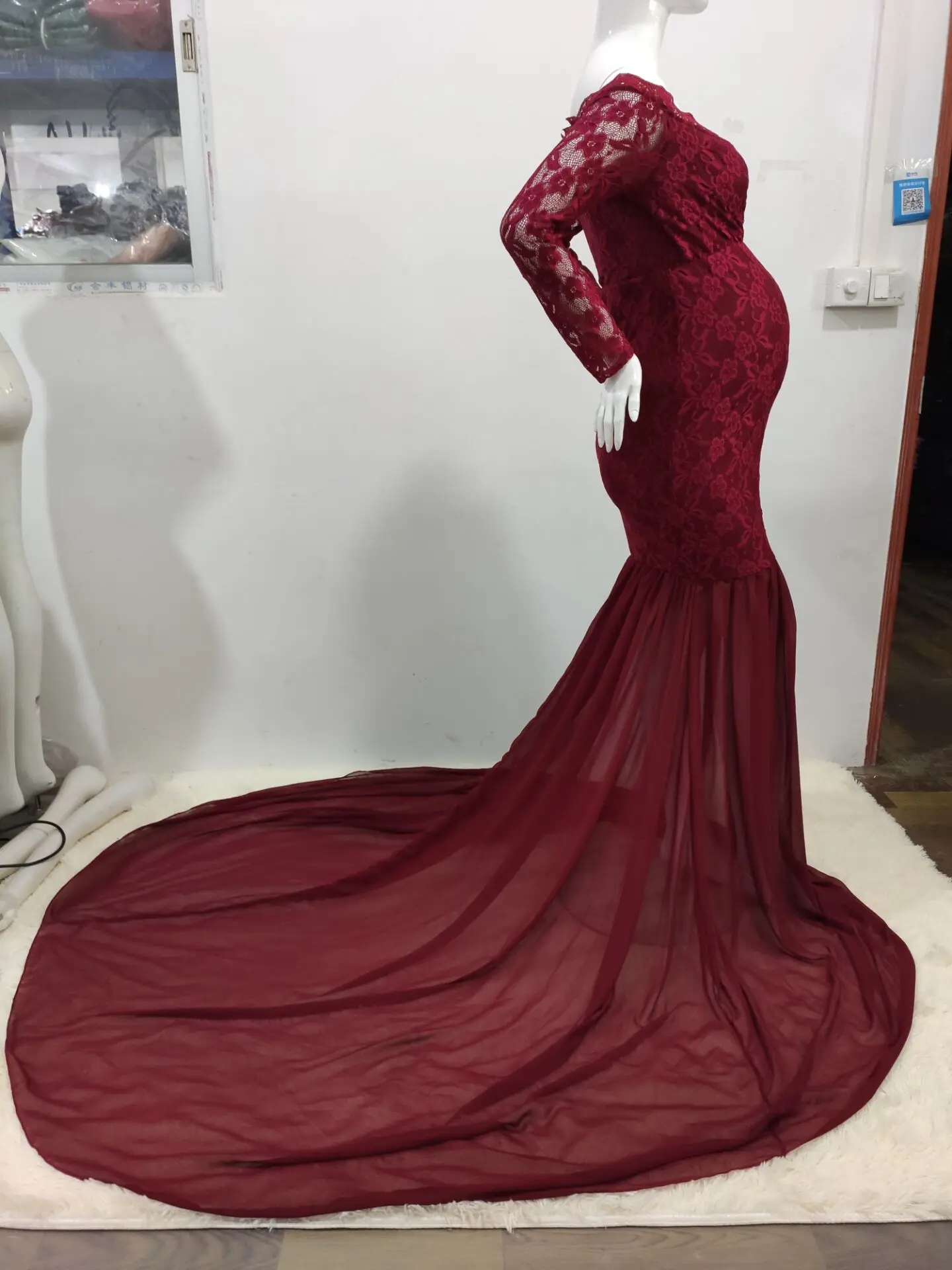 2024 Mutterschaft Spitze Chiffon Maxi kleid Kleider für Fotoshooting Schwangerschaft kleid Maxi kleid Kleidung für schwangere Frauen Hochzeits kleid