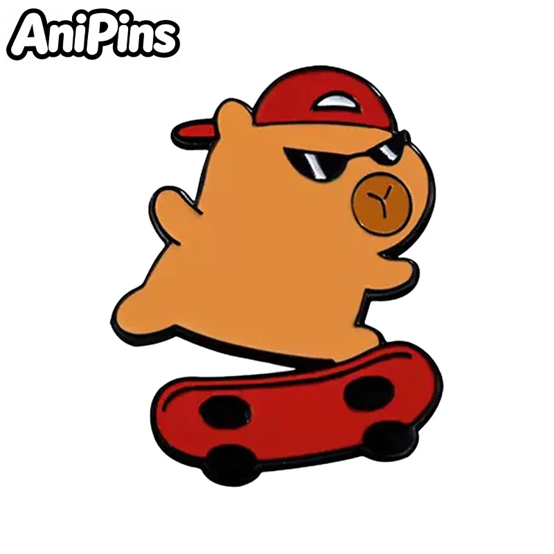 AniPins Cute Capybara Pins 6-design Enamel Cartoon Animal Brooch Pin For Clothes Backpack Badge Friends Gifts