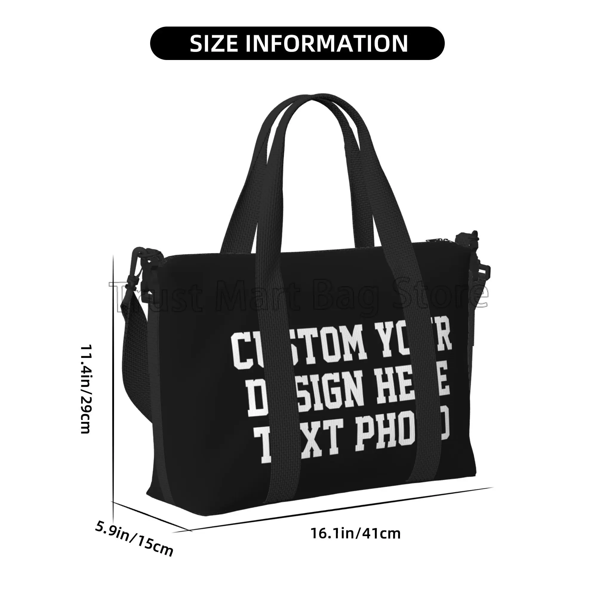 Custom Your Design Text Photo Print Duffle Bags Personalized Durable Weekender Overnight Bag for Women Men Travel Luggage Bag