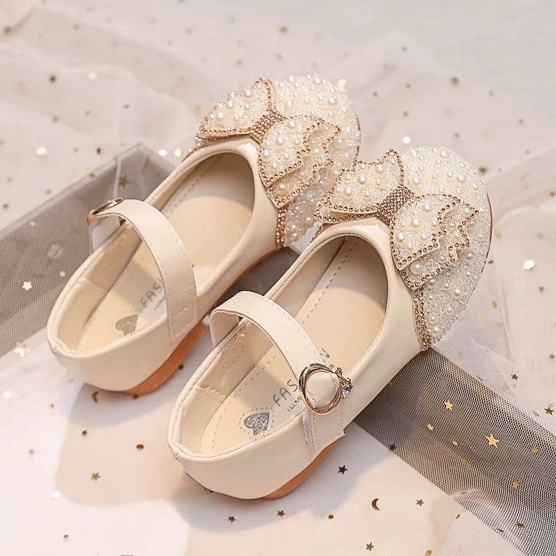 

2026 весна-лето, новые детские туфли принцессы с жемчужными кристаллами, кожаные туфли для выступлений для девочек