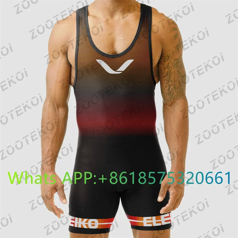 2024 Men Powerlift Suspenders Suit Wrestling Singlets Skinsuit Bodysuit Swimwear Gym Sport Fitness Clothing Run Speedsuit Tights