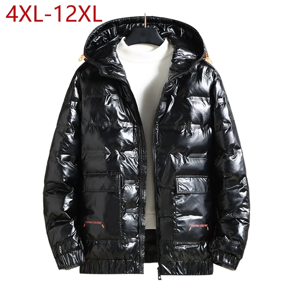 Men Clothing Winter Plus Large Size 12XL Hooded Jacket Solid High Quality Parkas Cotton Padded Thicken Outerwear Waterproof Coat