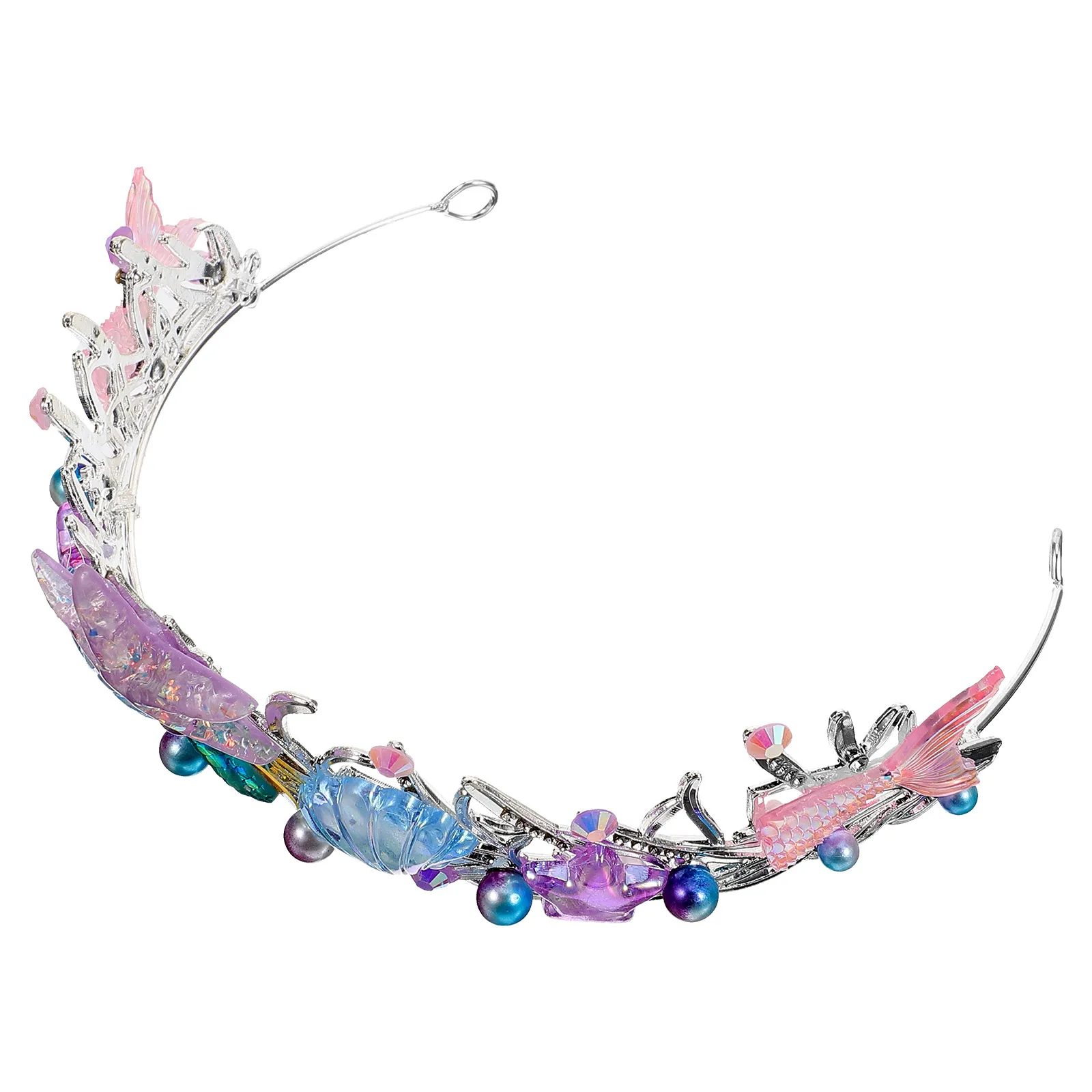 

Princess Performance Tiara Mermaid Crown Kids Party Hairb Girls Toddler Ocean Seashell Charm Headpiece Necklace Birthday