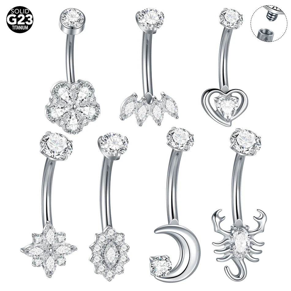 1PC Titanium Butterfly Heart CZ Navel Belly Button Rings Piercing for Women 14G Marquise CZ Belly Ombligo Piercings Sexy Jewelry
