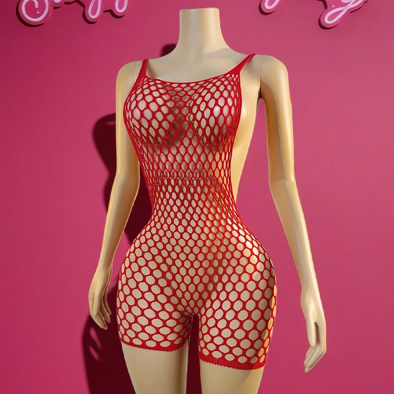 1PC Frauen Sexy Dessous Sexy Fishnet Cover Up Für Valentinstag Ohne Bikini Aushöhlen, Figurbetontes Kleid Sehen BD818