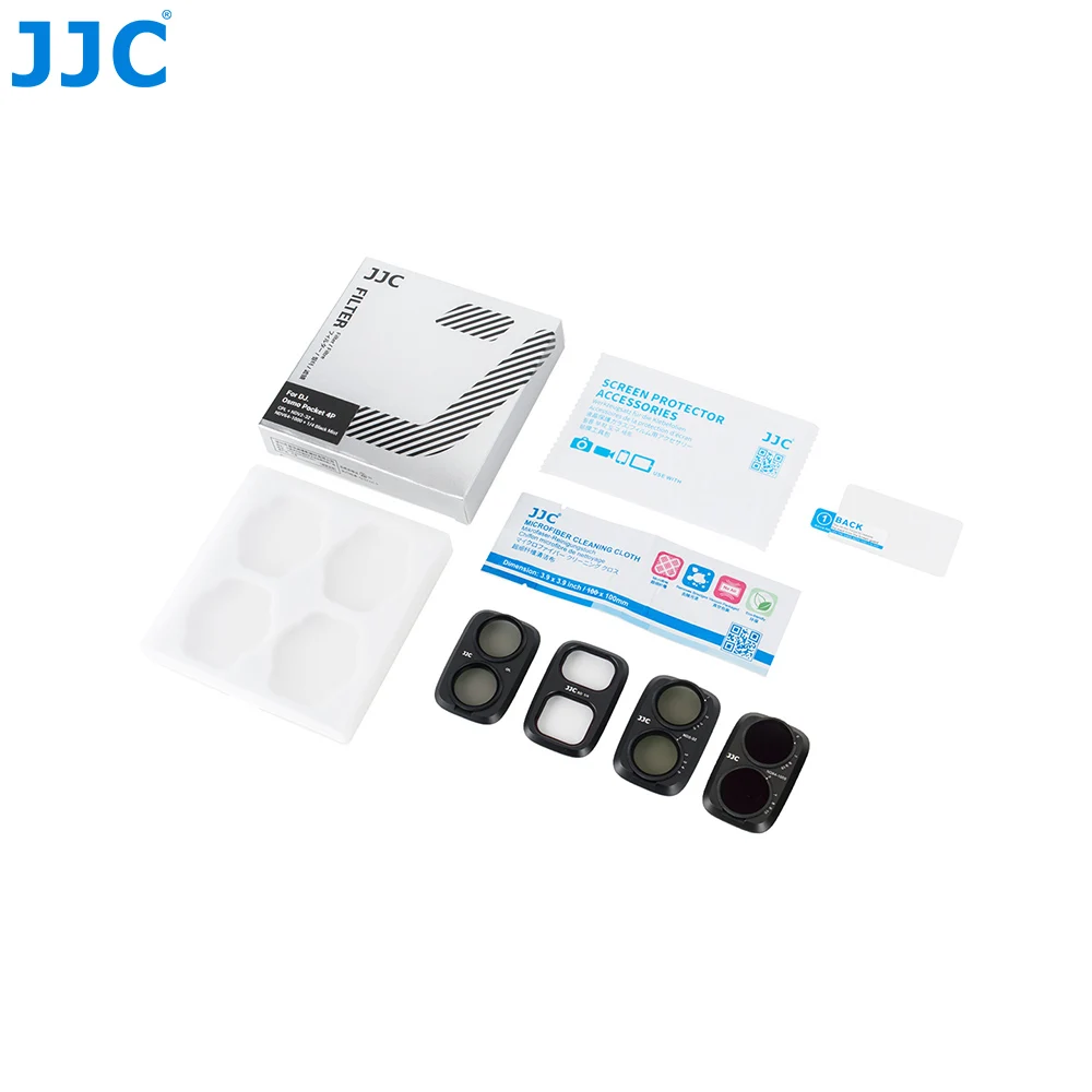 JJC filterset voor DJI Osmo Pocket 4P UV CPL ND2-32 variabele filter lichtfilter, eenvoudig te bevestigen.