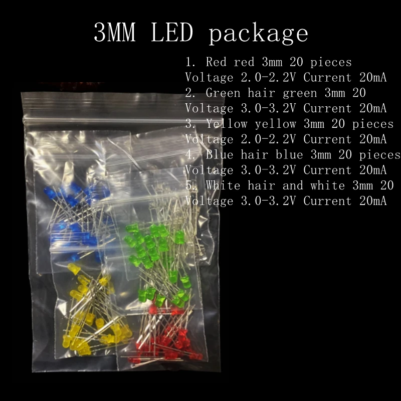 7 Kind DIY Components Big Kit 3/5MM LED Diodes and Triodes Ceramics Electrolytic Ceramics Capacitors Metal Film Resistors