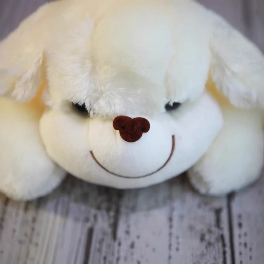 New White Prone Puppy Plush Toys Cute Embroidery Pattern Hug Pillow Plush Doll Cartoon Send Friends Birthday Gift Children'S Toy