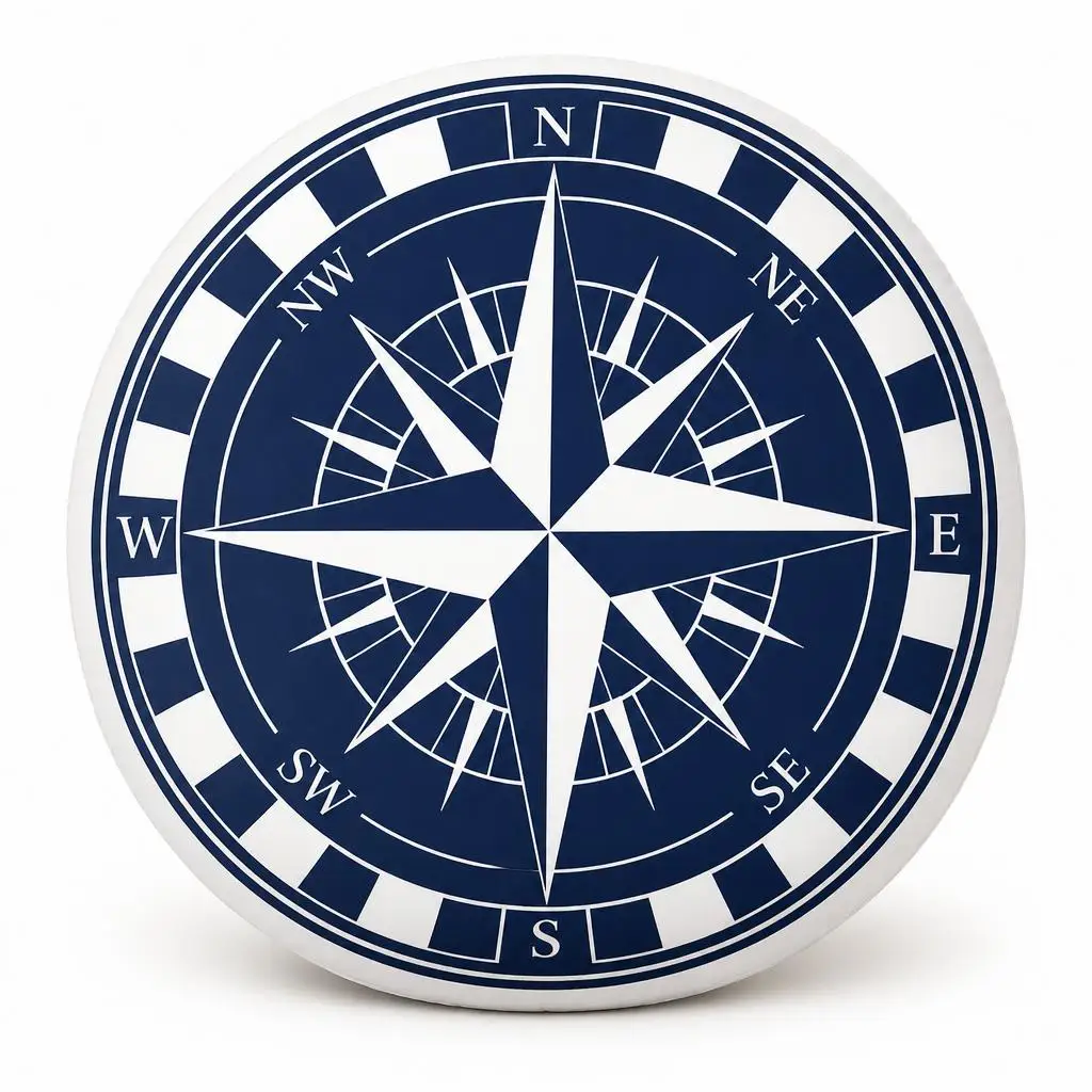 Compass Rose Nautical Compass Navigation Maritime Sea Voyage Plush Pillow Cushion Stuffed Throw Pillow Home Decor Gift Sofa Bed