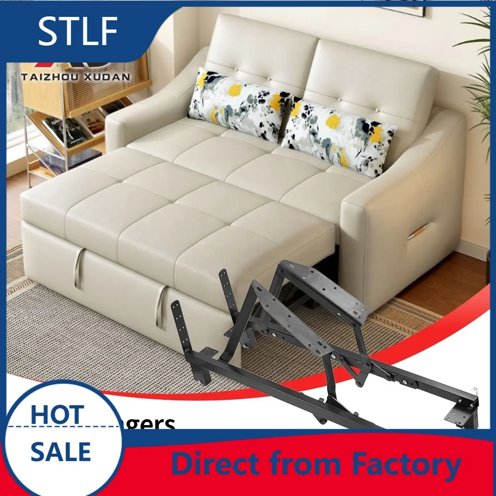 stlf Modern Steel Sofa Bed Mechanism with Pull-Out Folding Wheels-Black Finish Easy Installation