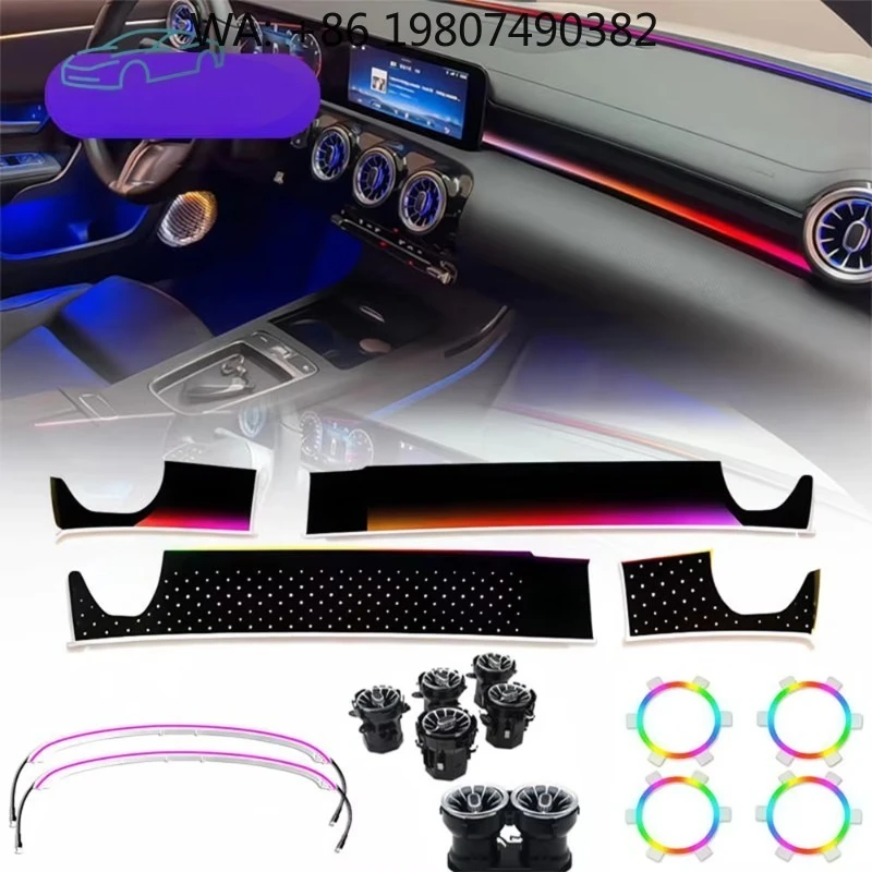 W177 A Class LHD RHD Air Vent Atmosphere Kit, 64 Color Dynamic RGB Interior Ambient Light 2019-2026 Hatchback Car Mod Parts