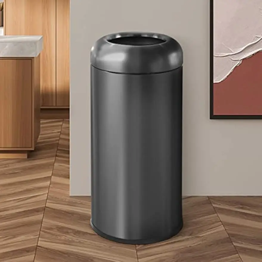 BEAMNOVA Trash Can Outdoor Indoor Garbage Enclosure with Lid Open Top Inside Cabinet Stainless Steel Industrial Waste Container,