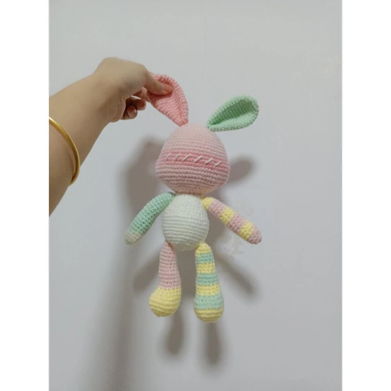 Candy Rabbit Doll Woven DIY Material Wrapped Knitting Yarn with Wool Crochet Needle Cute Pendant Keychain Decorative Couple Gift