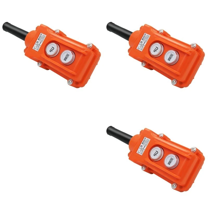 T19C 3X Rain Proof Up-Down Switch Control Station Crane Pendant Hoist Push Button Switch Momentary COB61-UP-DOWN
