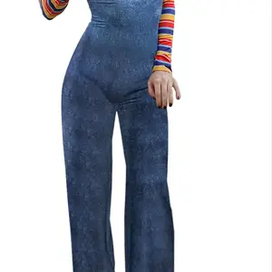 مجموعة زي تأثيري مخيف كابوس قاتل للنساء, تريد أن تلعب, شخصية الفيلم, بدلة تشاكي, ازياء الهالوين, مجموعة بذلة, 2 قطعة أعلى 8 مبيعات زي تشاكي نسائي - No8