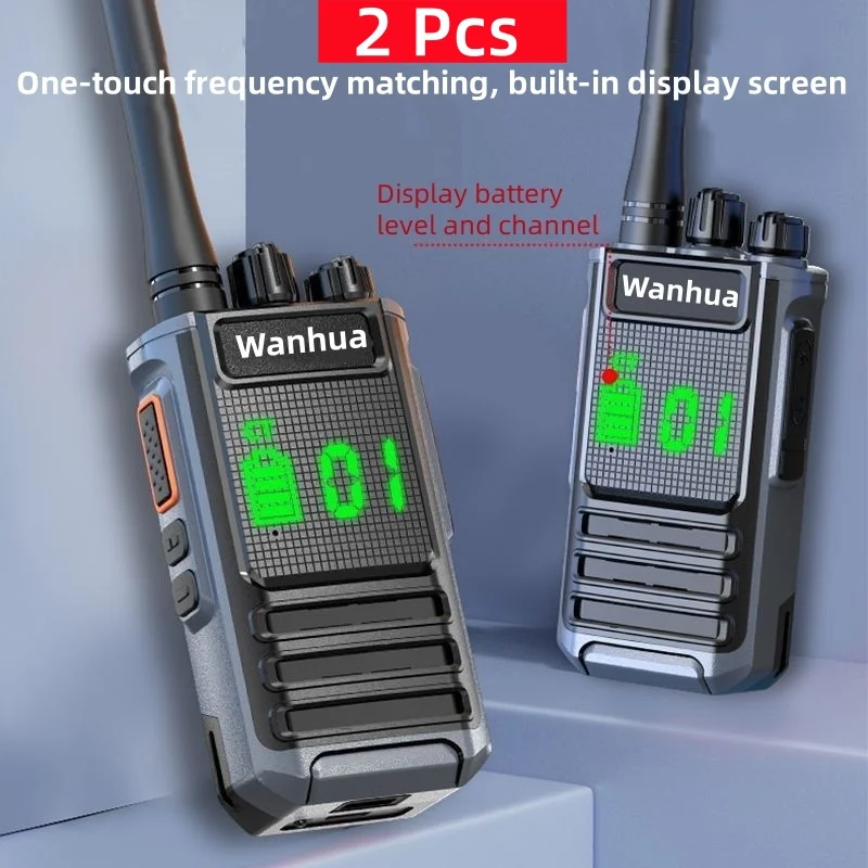 2pcs 5W Encryption Walkie Talkie TransceivePortable LCD Display VOX Two-way Radio Type-C Charger for Camping Security Baofeng