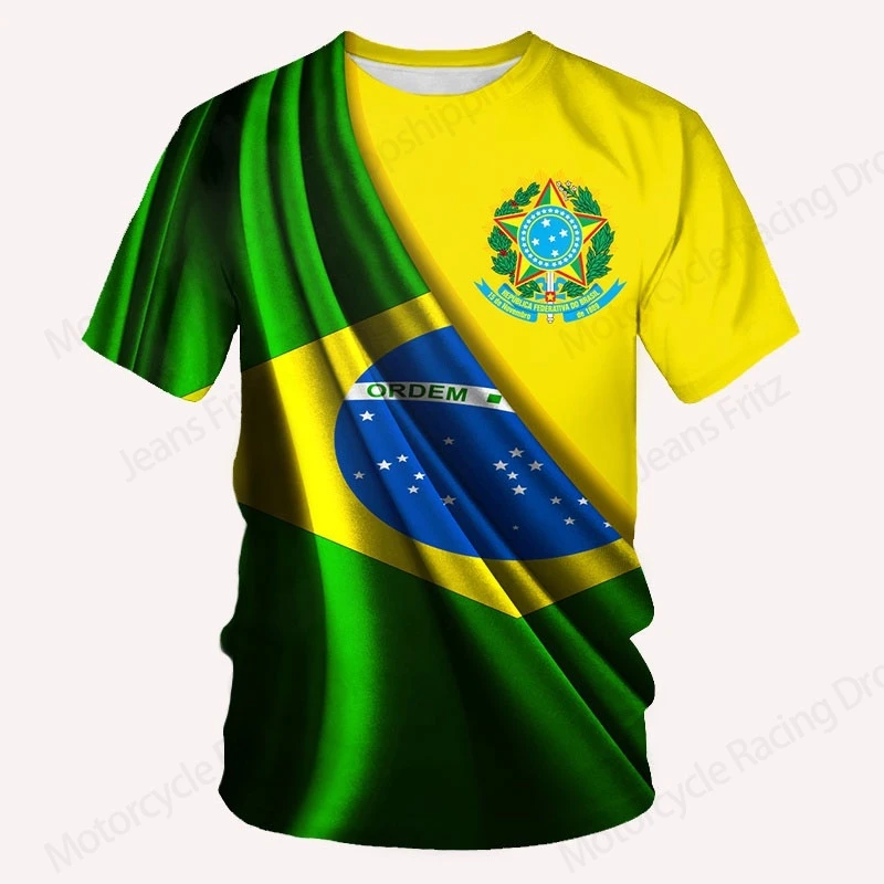 Brazil Flag 3d Print Tshirt Men Women Fashion Oversized T-shirt Harajuku Short Sleeve Tops Tees Brasil Flag T shirt Women