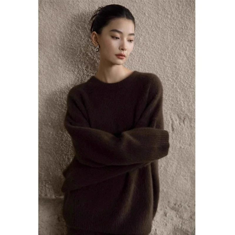 

White Sweater for Women 2026 Autumn New Fashionable Laid-back Style Thickened Soft Glutinous Cashmere Knitted Sweater for Jacket