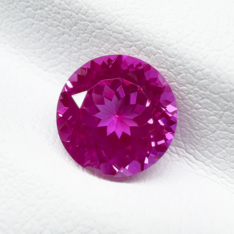 Lab Grown Sapphire Hot Pink Color Round Shape Charms Bead for Diy Jewelry Making Bracelet Materials Selectable AGL Certificate