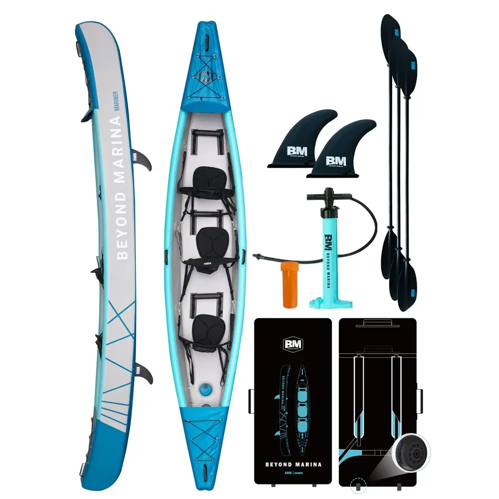

Inflatable Kayak 1 amp 2 amp 3 Person Adult Full Drop Stitch Kayak with Aluminum Paddles, Seats, Footrests, Pump, Fins
