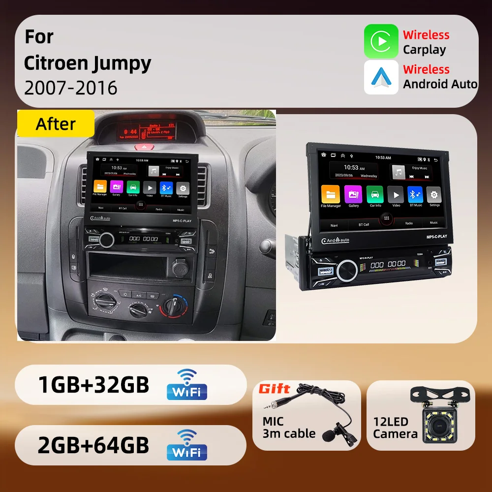 For Citroen Jumpy 2007-2016 Android 1Din Stereo 7