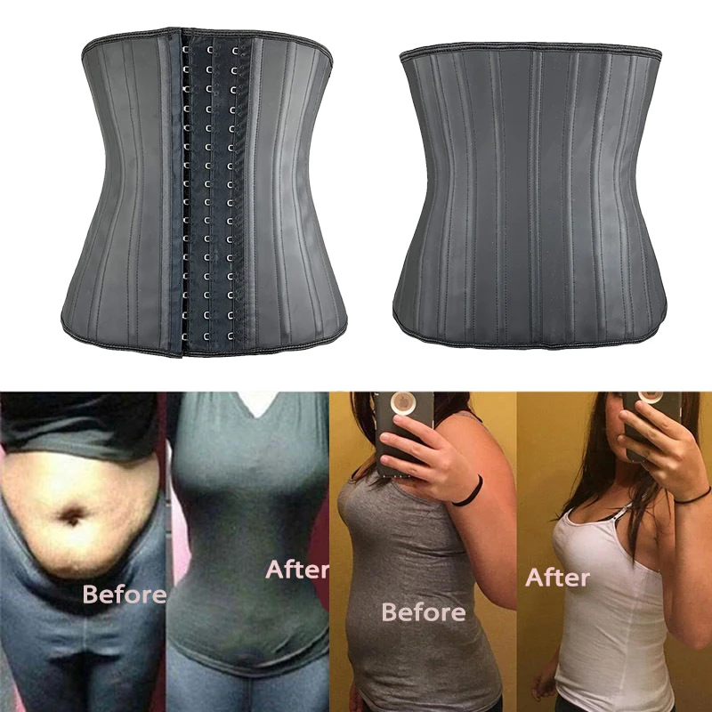 Women Corset Latex Waist Trainer Belly Slim Belt Body Shaper Modeling Strap 25 Steel Boned Waist Cincher Fajas Colombianas