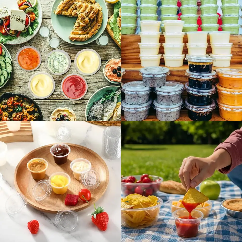 

1 oz Disposable Portion Cups with Lids for Thanksgiving, Picnics, Parties & Catering