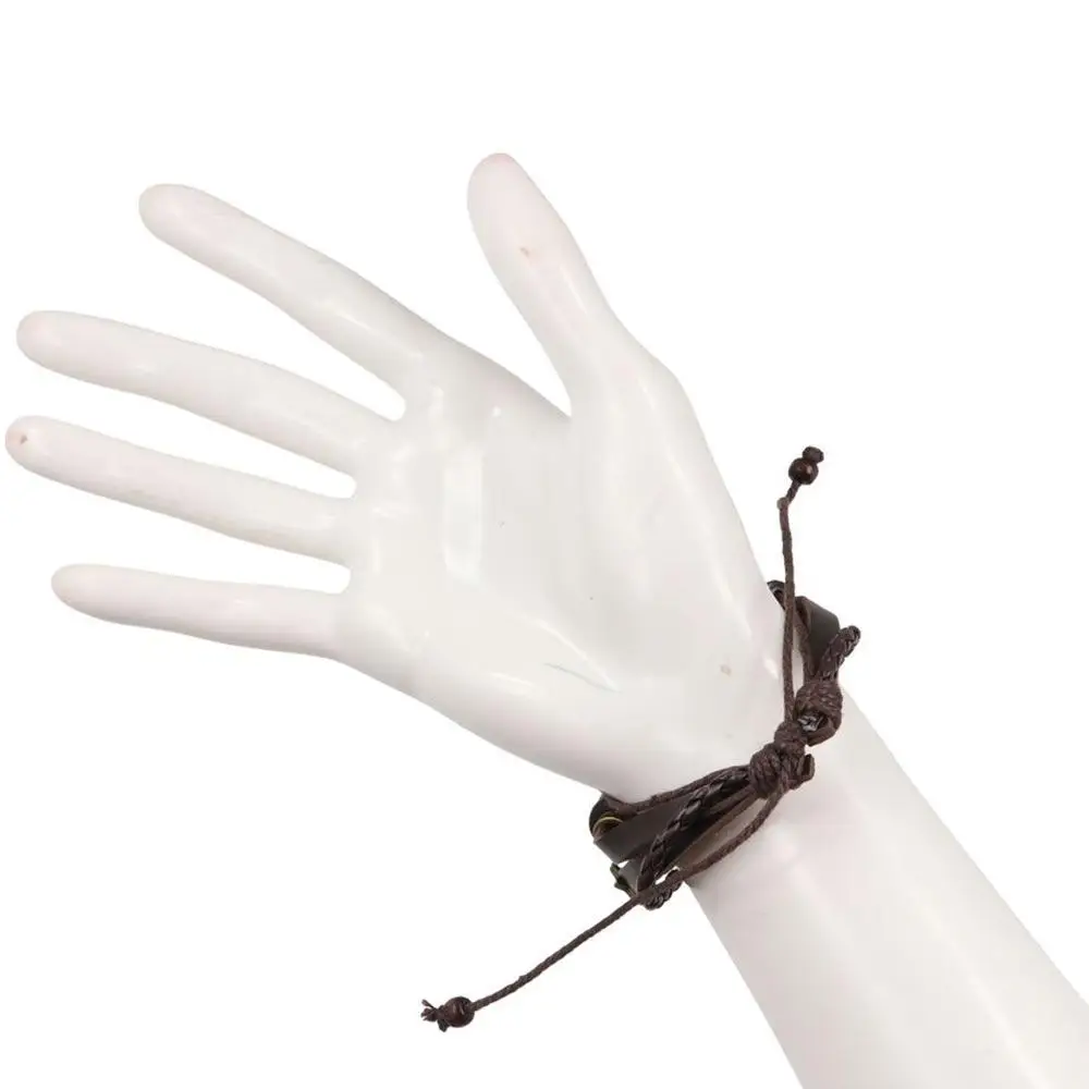 유니섹스 패션 쥬얼리 합금 별 나무 구슬 가죽 남성 팔찌 꼬임 팔찌 핸드 로프 집시 히피 팔찌