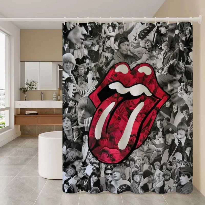 Curtains for Bathroom Shower Curtain The Rolling S-stones Accessories Bath Waterproof Fabric Set Anti-mold Opaque Washable Home