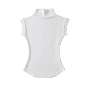 Women Summer Sexy Turtleneck Sleeveless T-Shirts Tops Solid Slim Fit Pullovers Causal Tees Shirts Female Streetwear Basics Tees 10 best sales tianhou silk quilt - №6