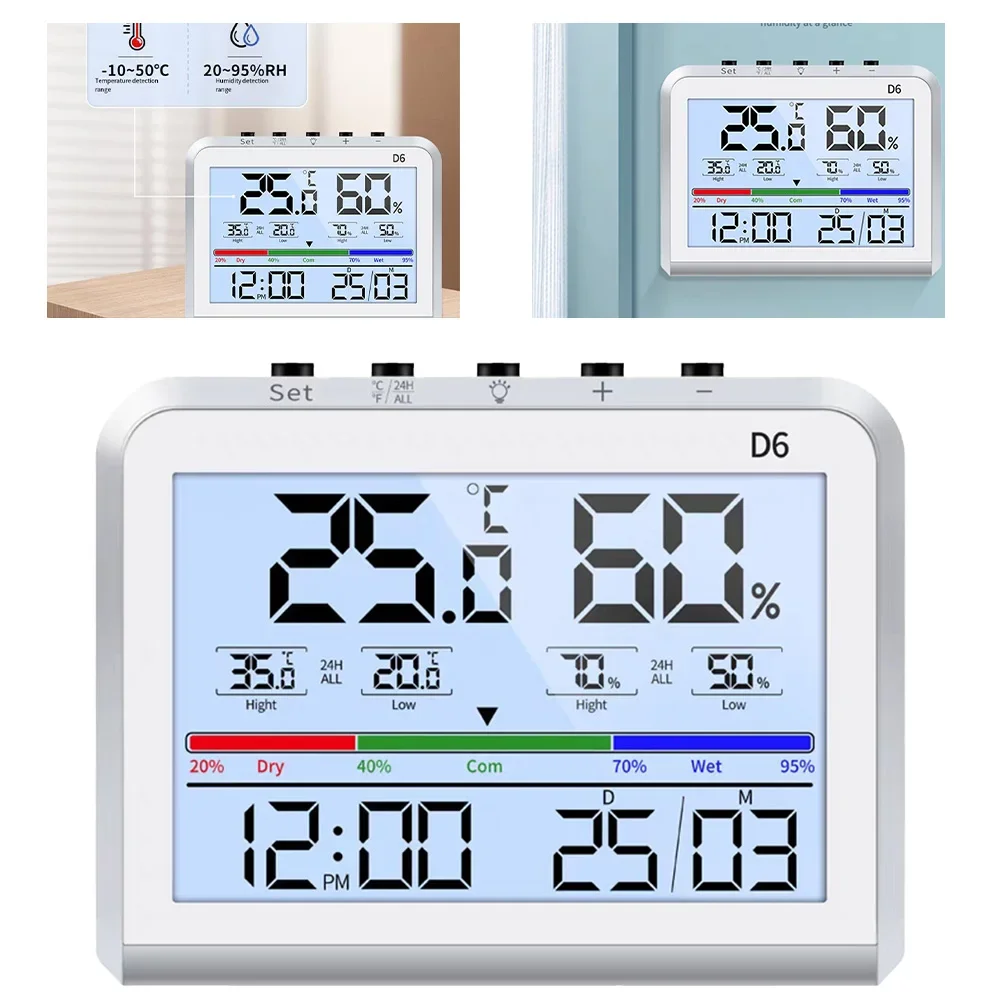 Termohigrômetro Display Digital, Termômetro, Higrômetro, Índice de Conforto Ambiental, Alta Definição