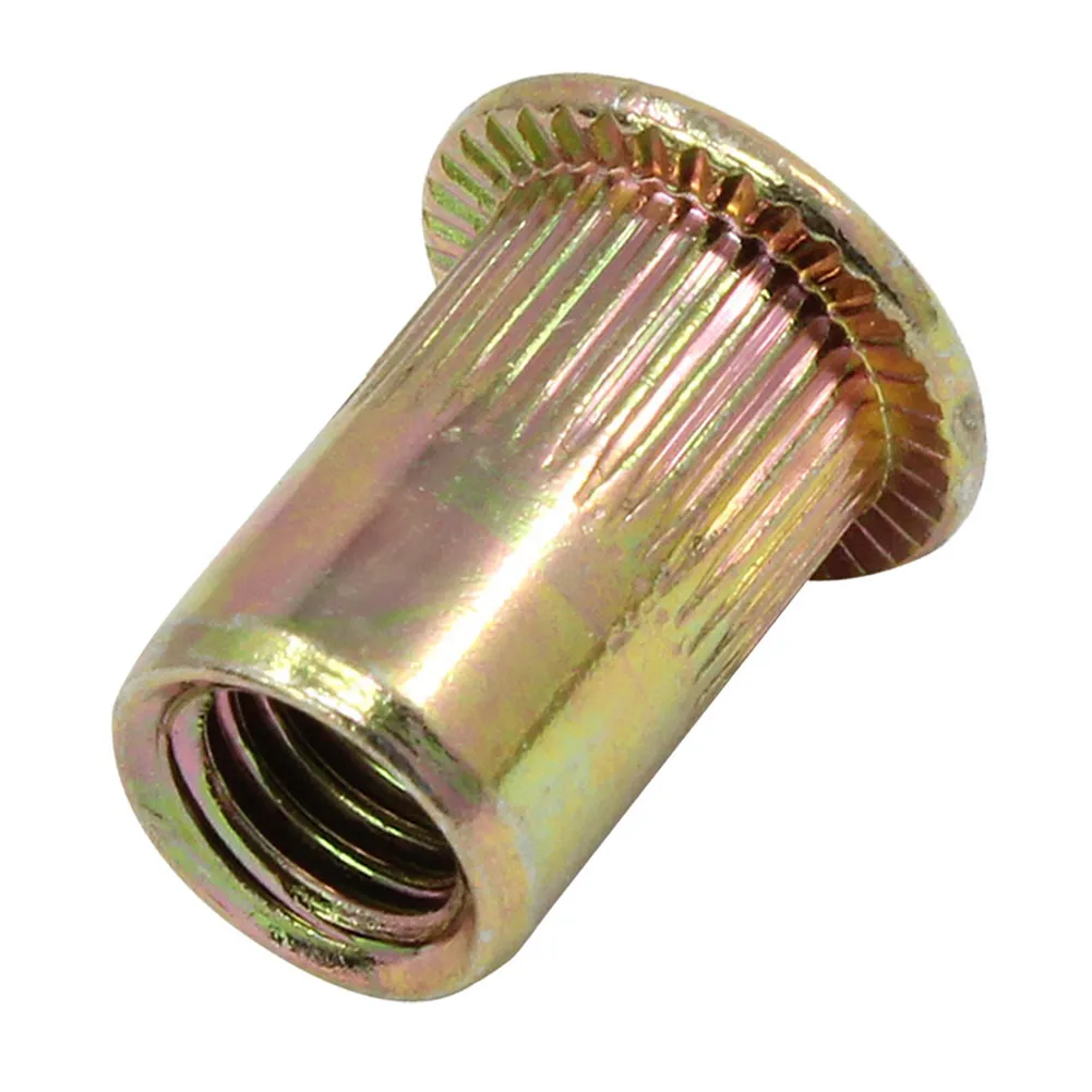 Knurled Body Rivet Nuts Metric Size Rivnuts Zinc Plated Blind Carbon Steel Nut Rivet Nuts 50X Flange Flat Head