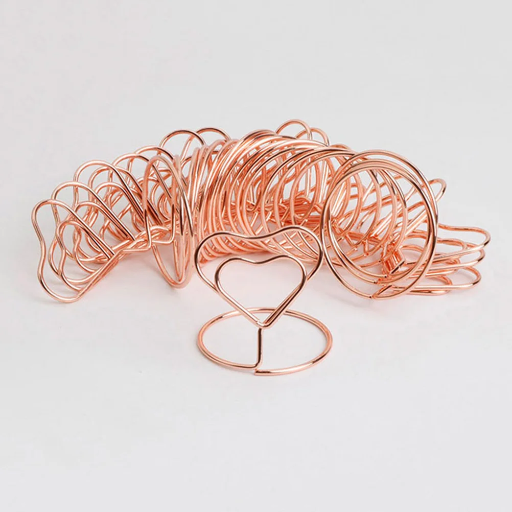 

10Pcs Heart Shape Memo Holder Rose Gold Spiral Base Sturdy Table Number Clips Wedding Birthday Party Decorations
