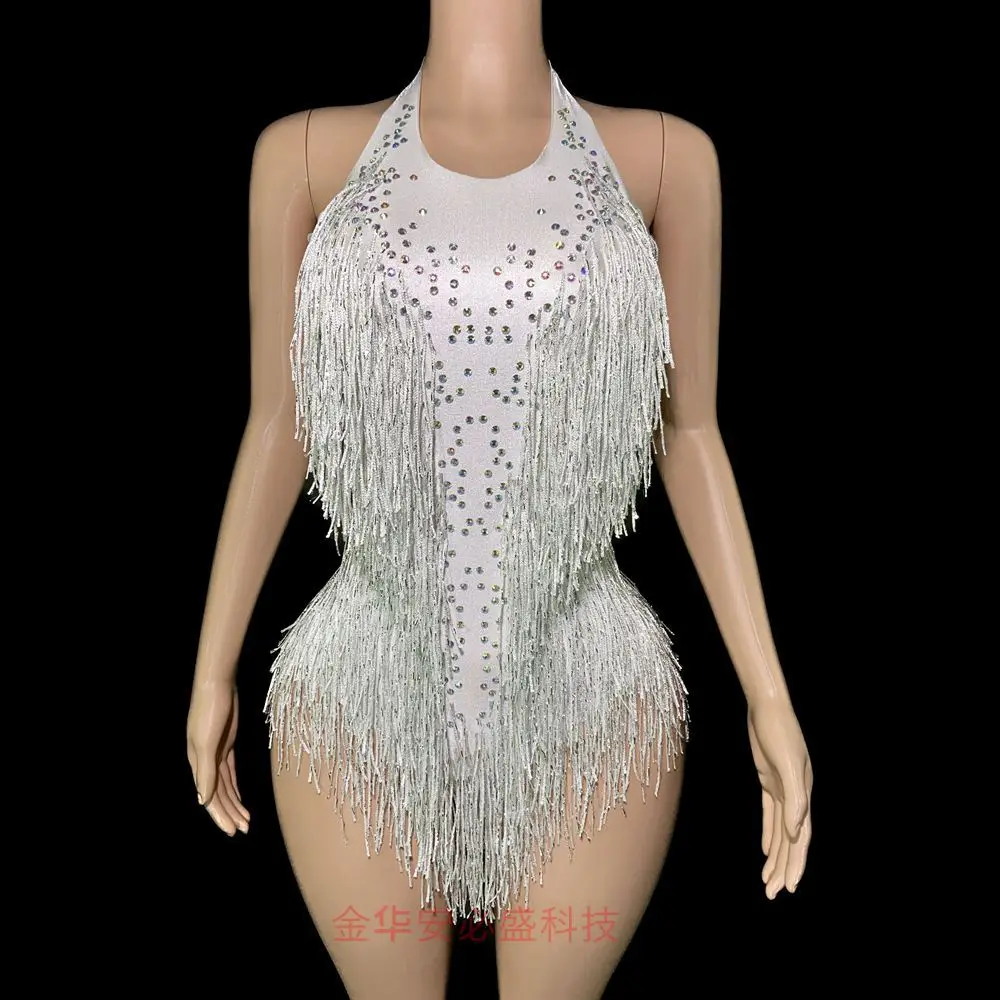 

АКЦИЯ Яркий ромбовидный комбинезон без рукавов с бахромой, танцевальный костюм для выступлений, латинский танец, чем сексуальные Babes, Vestidos De Fiesta Brillo