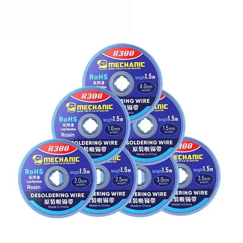 

Механик R300, оплетка для распайки 1,0/1,5/2,0/2,5/3,0/3,5/4,0 мм, устройство для удаления припоя, фитильная проволока, сварочная оловянная присоска, инструмент для пайки печатной платы BGA