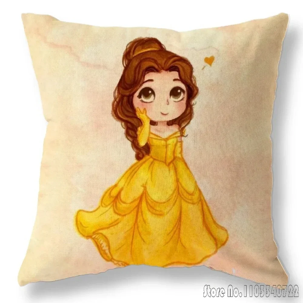 Disney Princess Jasmine Belle Girl Cushion Cover Plush Pillowcase Pillow Case Shams Party Sofa Home Decor 45x45cm Kids Gift