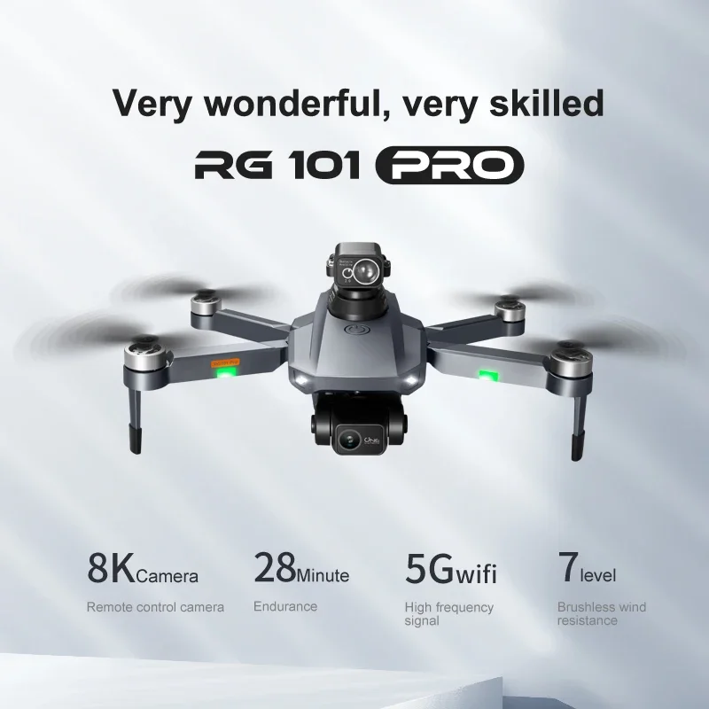 RG101 PRO FPV Drone 5G WiFi Laser Obstacle Avoidance Brushless Motor 6K HD Dual Camera GPS Return Professional Quadcopter Drone