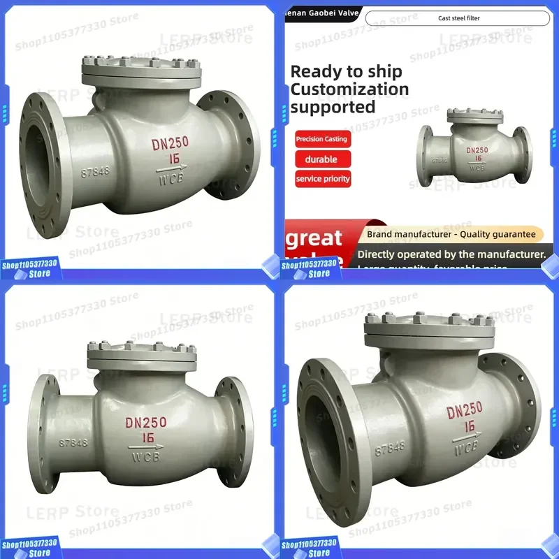 H44W-16 Flanged Swing Check Valve, DN250 Ductile Iron One-way Non-return Valve for Industrial Water Oil Pipeline System