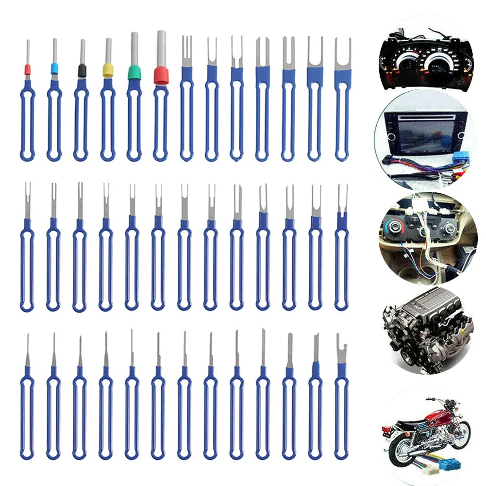 39Pcs Stainless Steel Car Terminal Disassembly Kit Tool Wire Pin Removal Set Automobile Stylus Connector Puller Repair Tooling