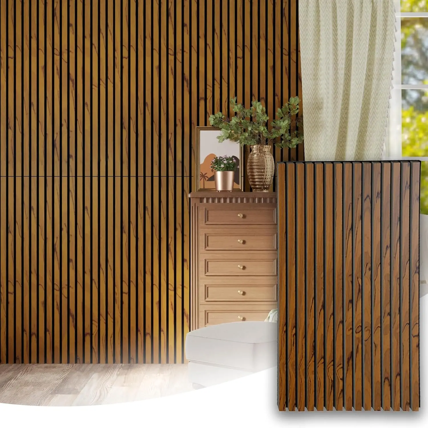 

Wood Slat Wall Panel 23.6" X 47.2" - 2 Pcs - Teak