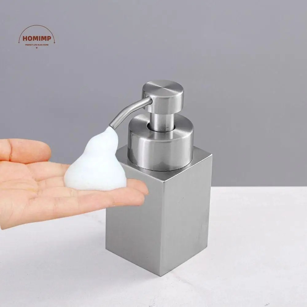 

Square Stainless Steel Foaming Bottle Leak Proof Press Type Foaming Soap Dispenser Reusable Refillable Hand Sanitizer Jar